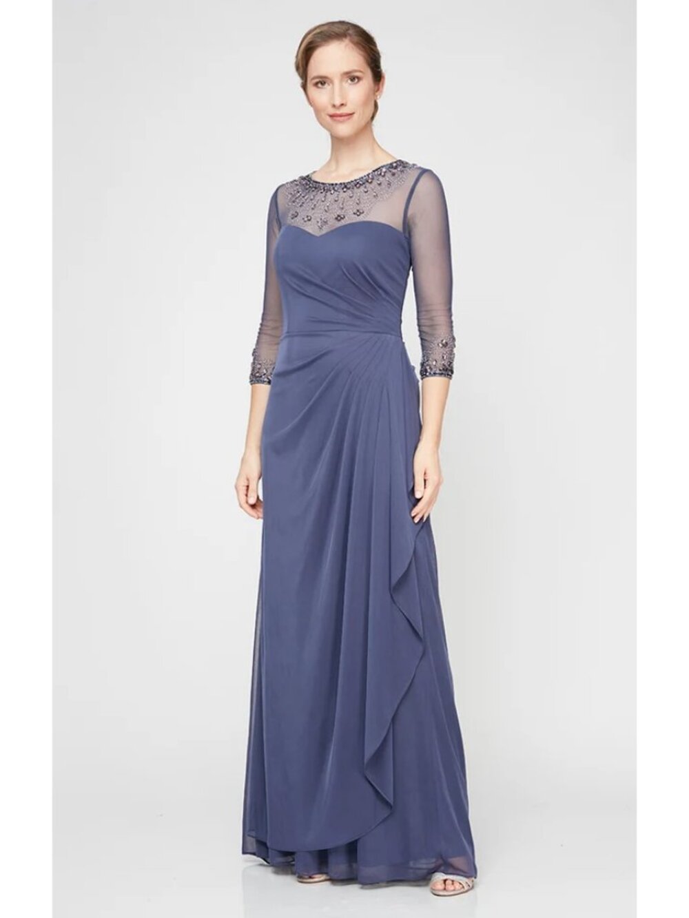 Petite Joanna Sequin Violet Sweetheart-Neckline A-Line Gown